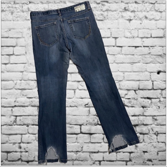 Converse One Star Jeans Bootcut Blue Distressed Denim Size 8 Women’s Stretch - Picture 4 of 9